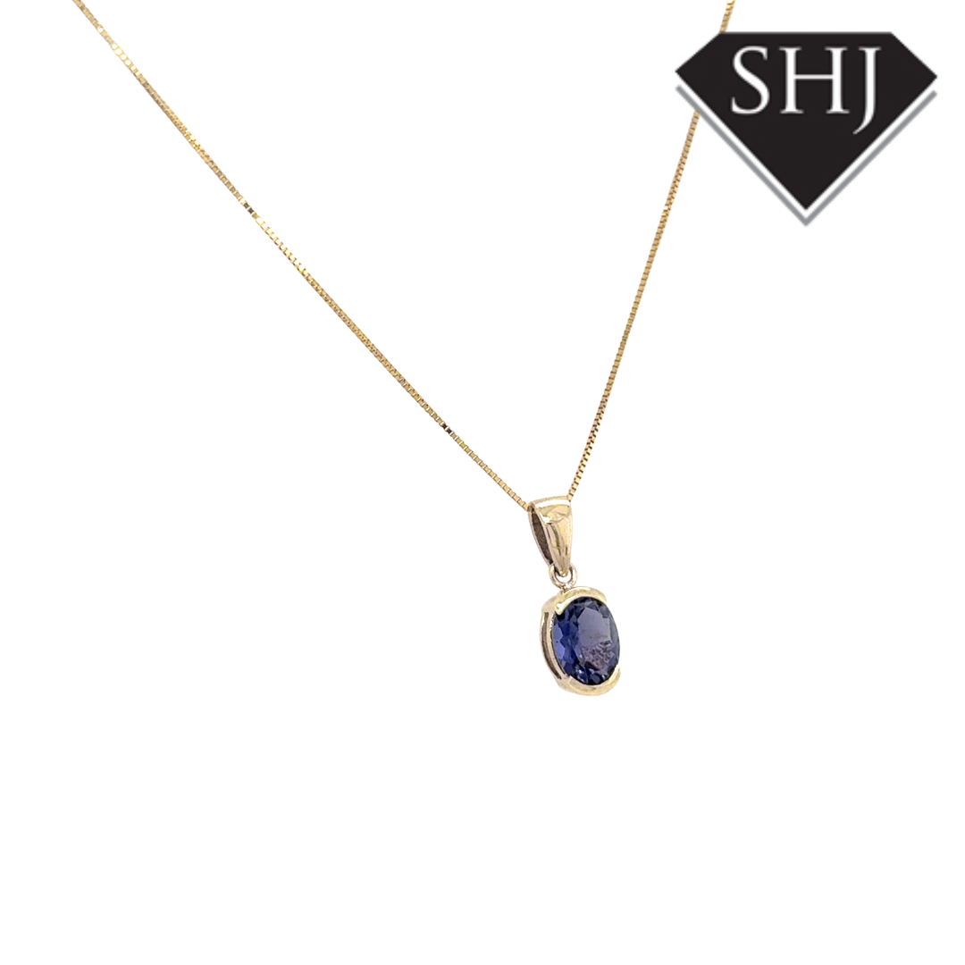 9ct Yellow Gold Sapphire Pendant