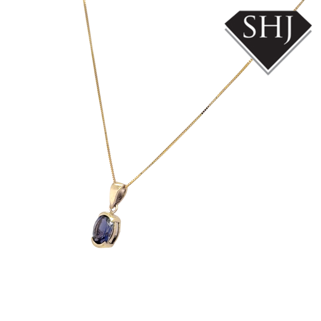 9ct Yellow Gold Sapphire Pendant