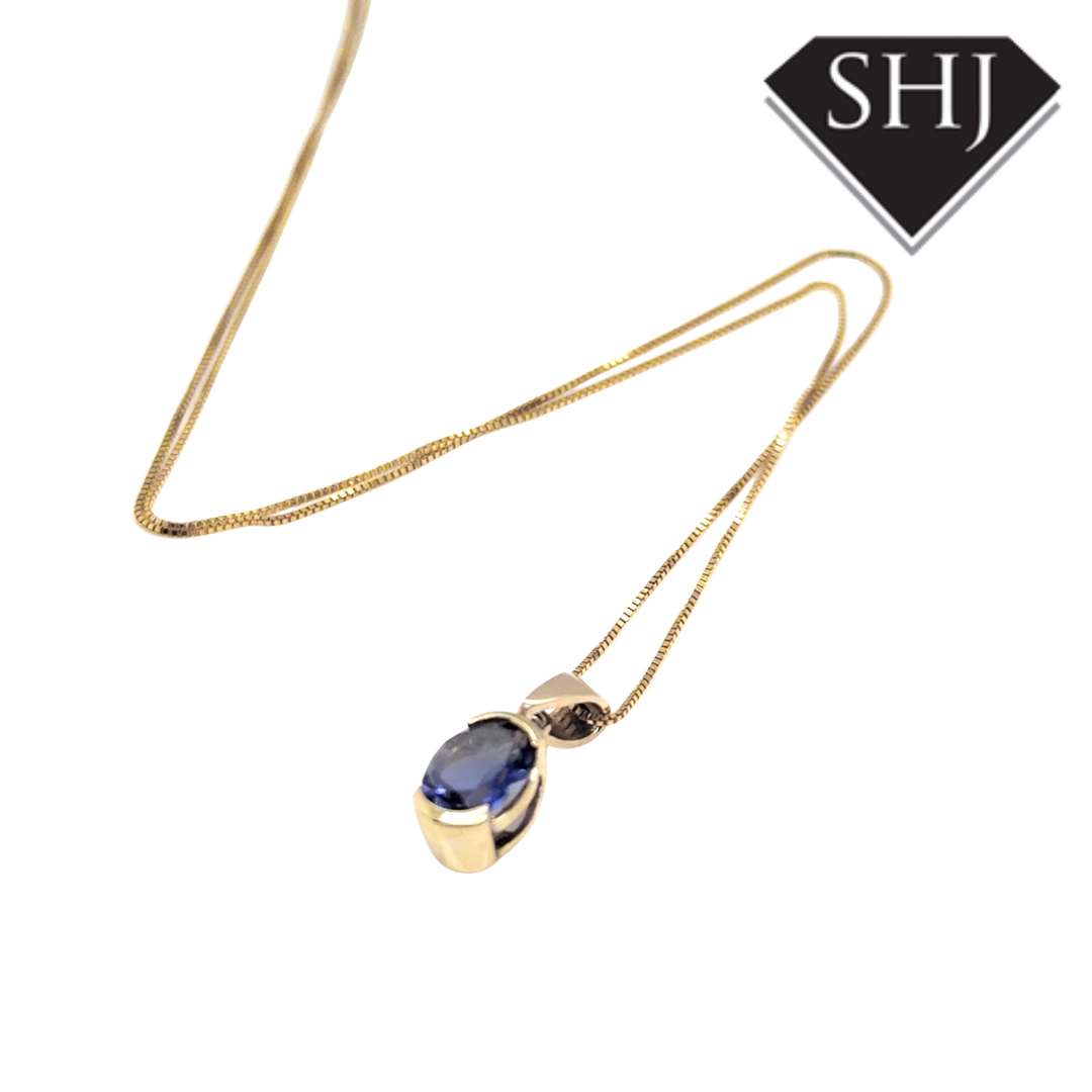 9ct Yellow Gold Sapphire Pendant