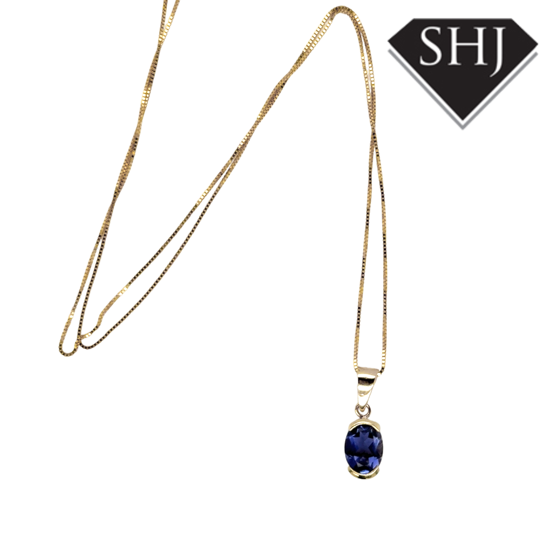 9ct Yellow Gold Sapphire Pendant