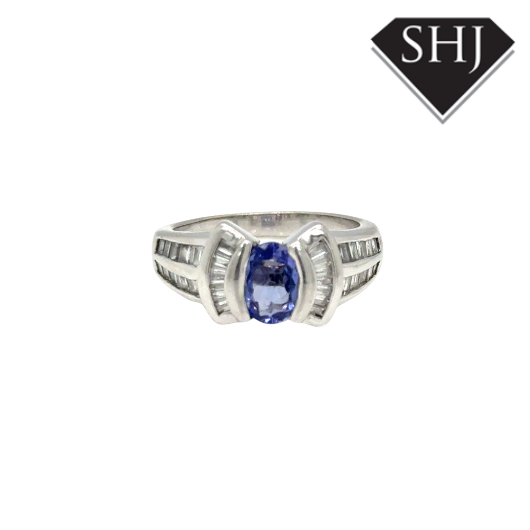14ct White Gold Sapphire and Diamond Ring