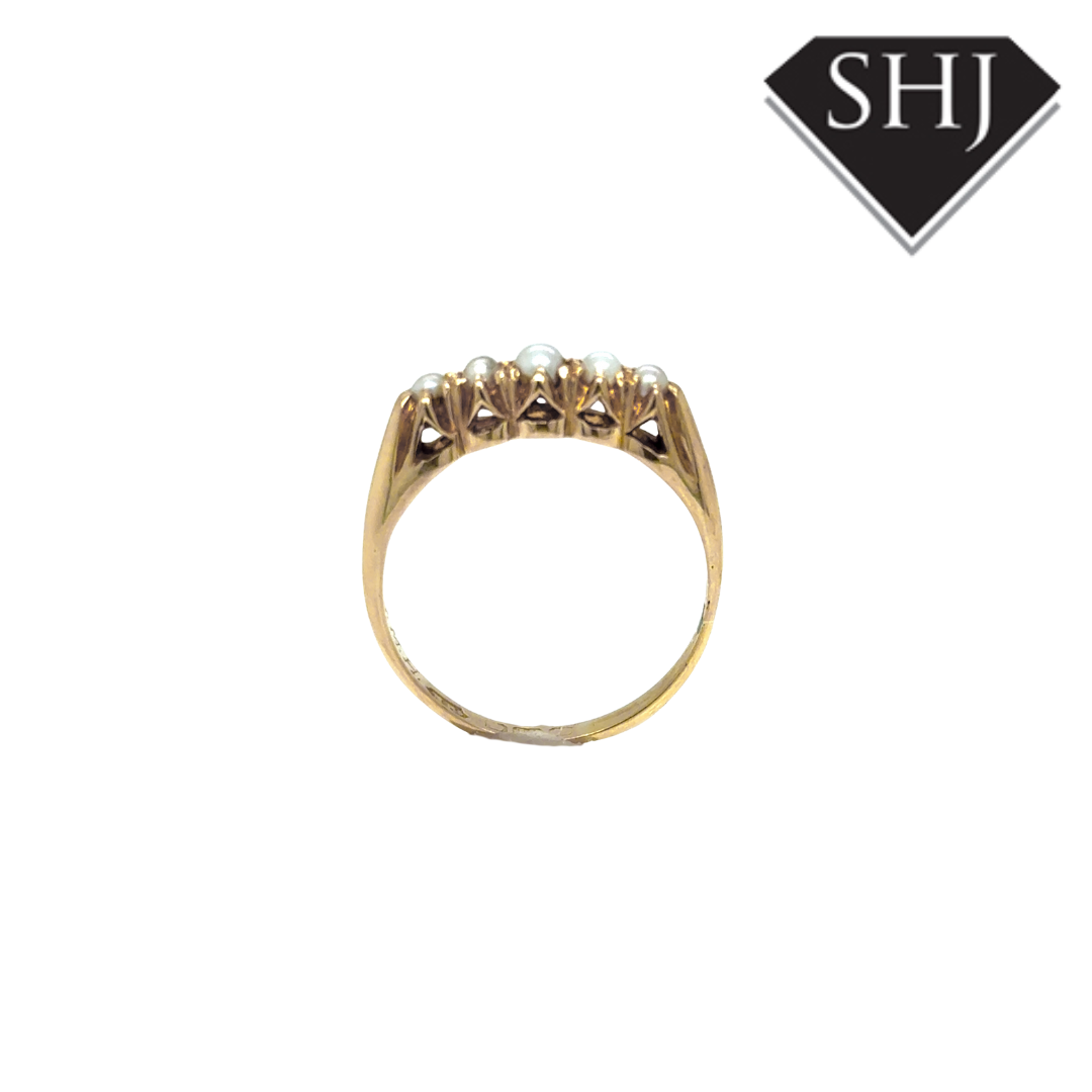 18ct Yellow Gold 5 Stone Pearl Ring
