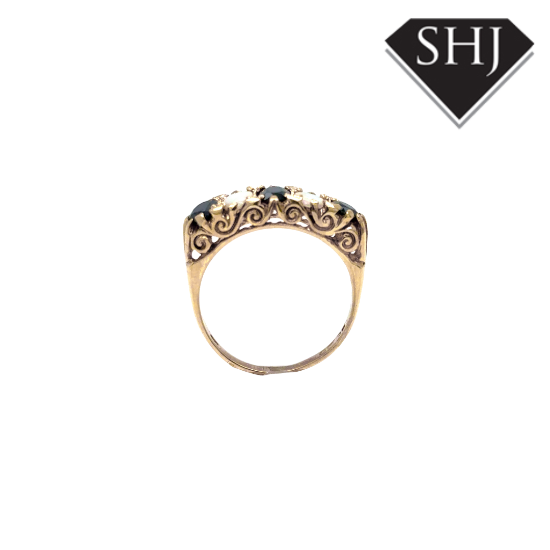 9ct Yellow Gold Sapphire and Opal Ring