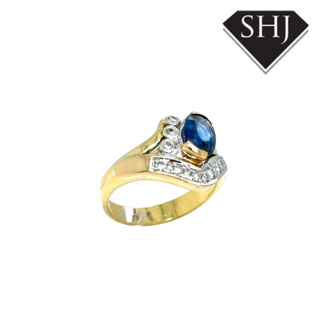 18ct Yellow Gold Diamond and Sapphire Ring