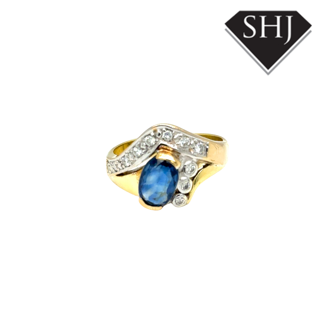 18ct Yellow Gold Diamond and Sapphire Ring