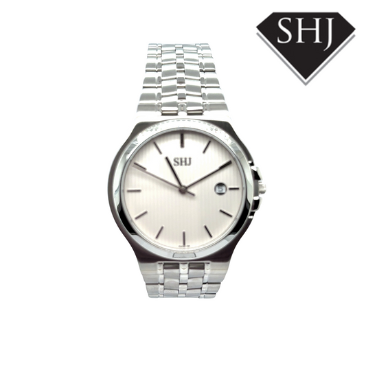 SHJ Gents Stainless Steel White Dial Watch