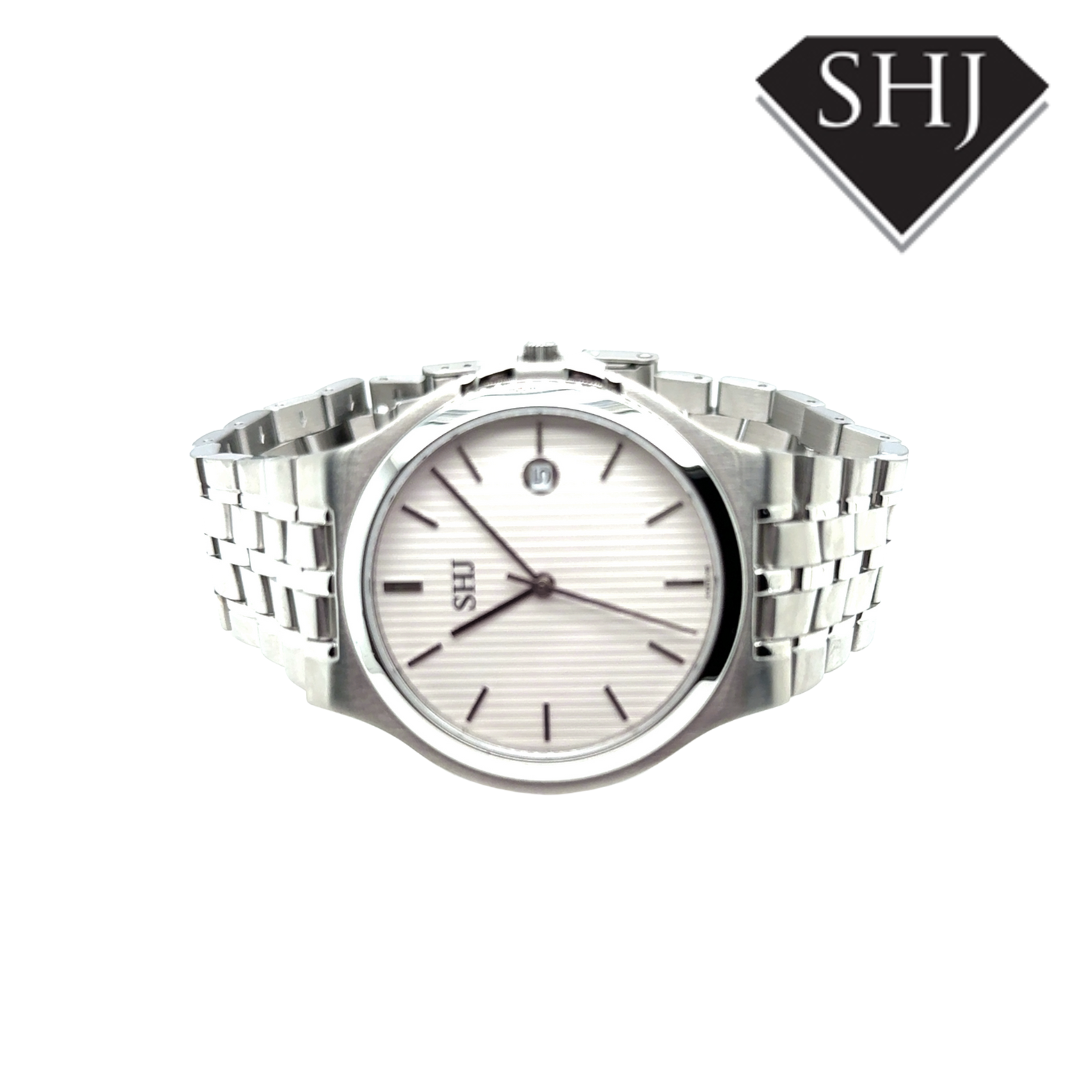 SHJ Gents Stainless Steel White Dial Watch