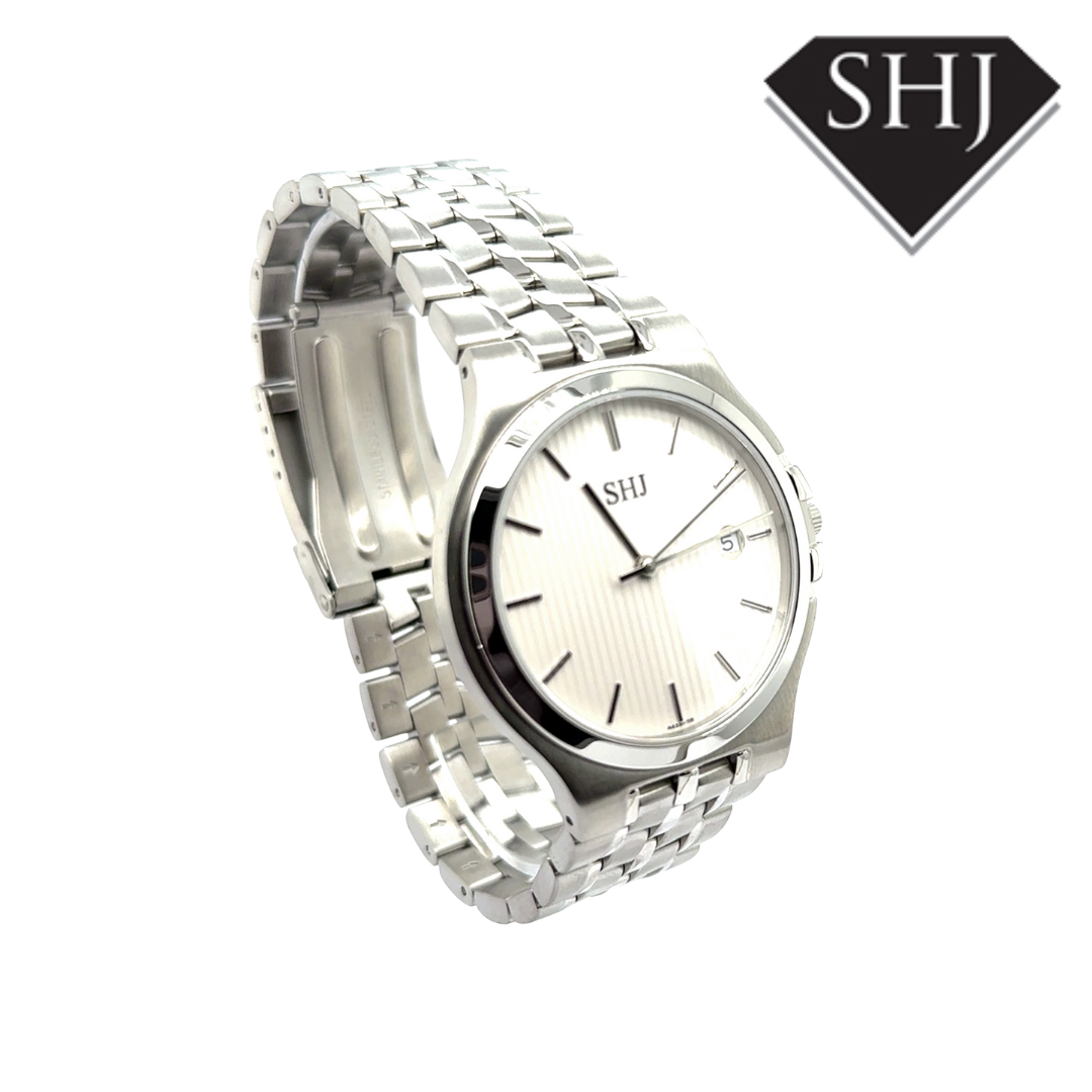 SHJ Gents Stainless Steel White Dial Watch