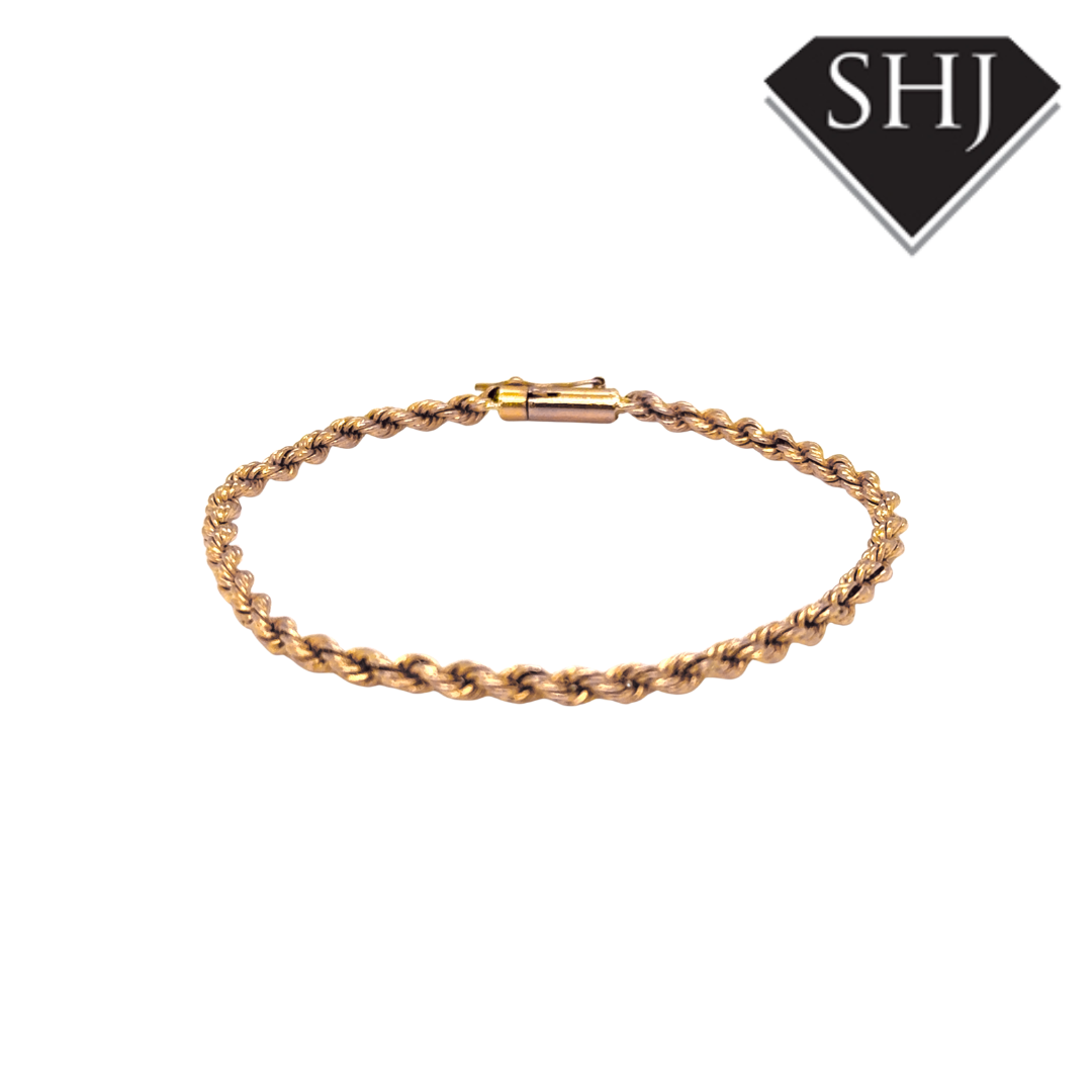 18ct Yellow Gold Solid Rope Bracelet