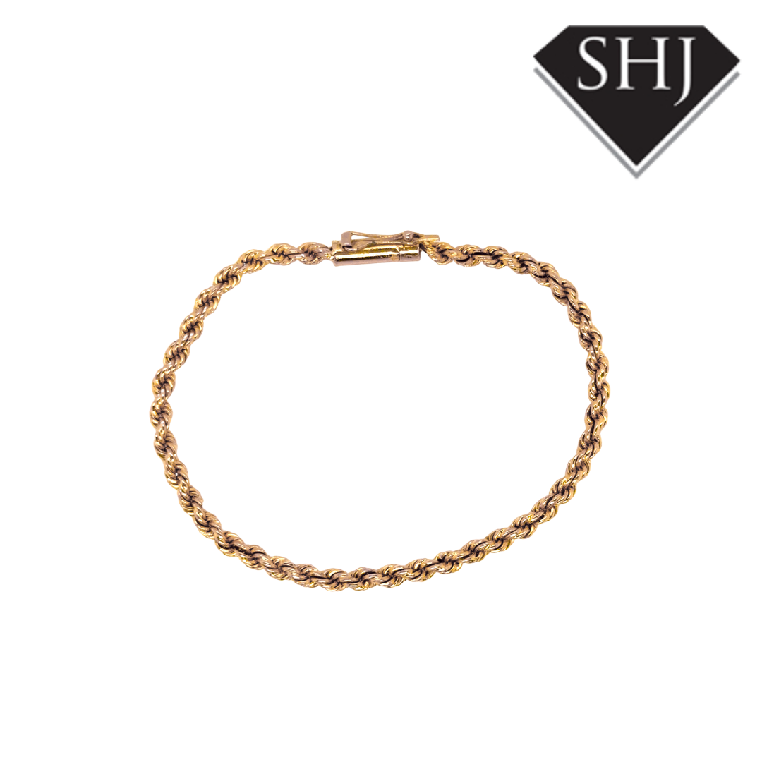 18ct Yellow Gold Solid Rope Bracelet