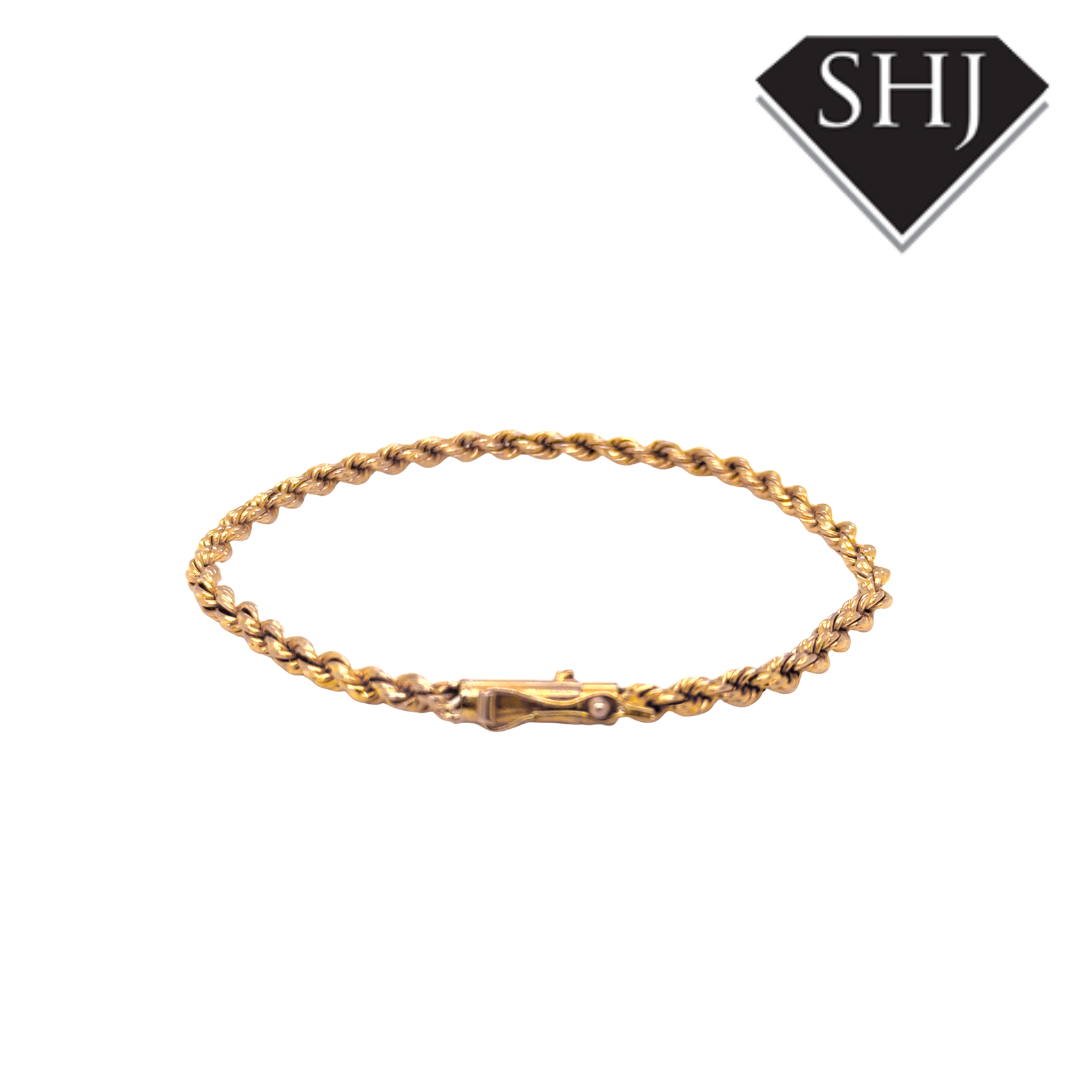 18ct Yellow Gold Solid Rope Bracelet