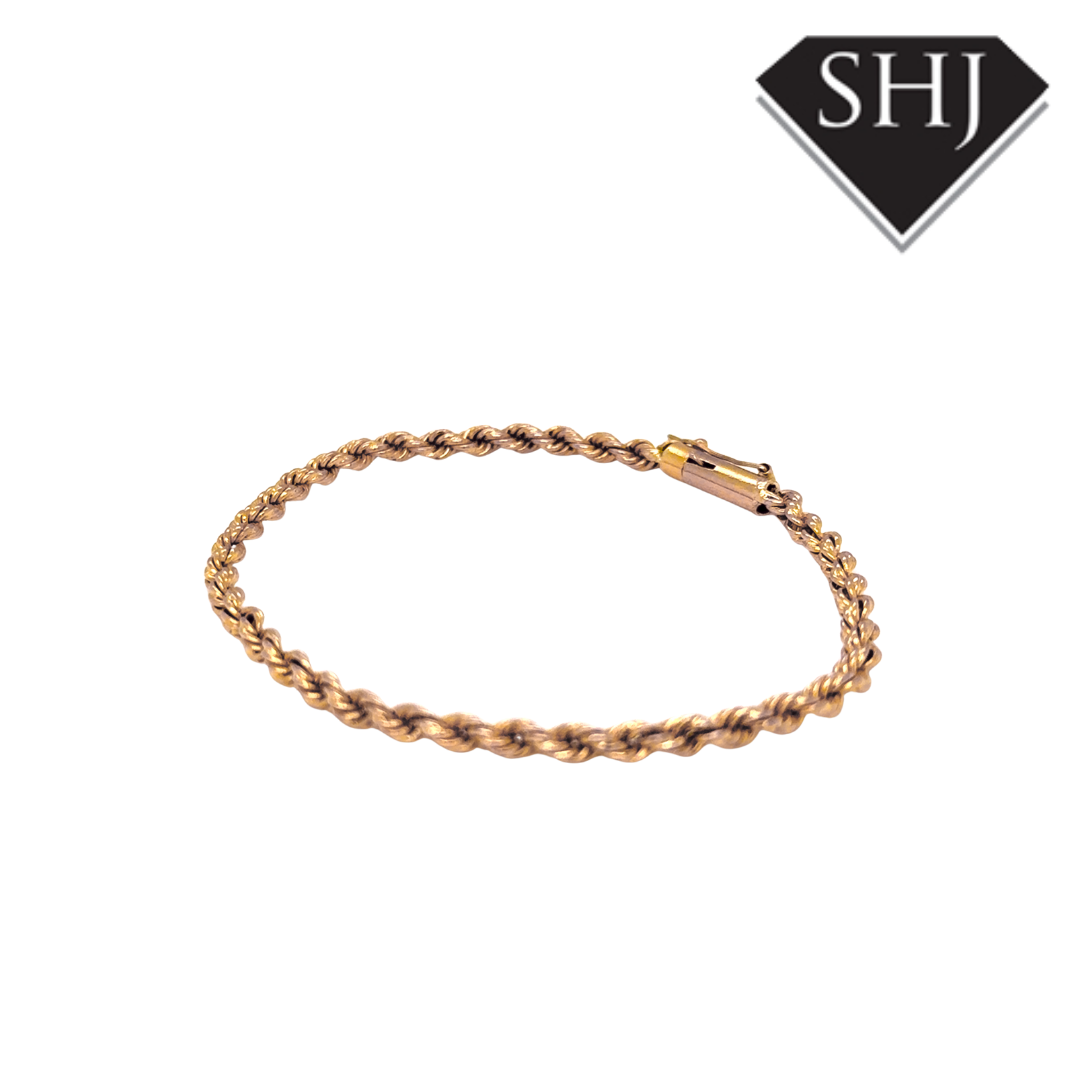 18ct Yellow Gold Solid Rope Bracelet