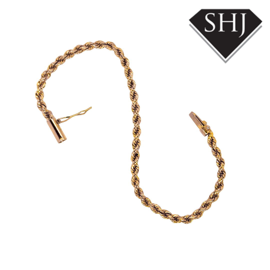 18ct Yellow Gold Solid Rope Bracelet