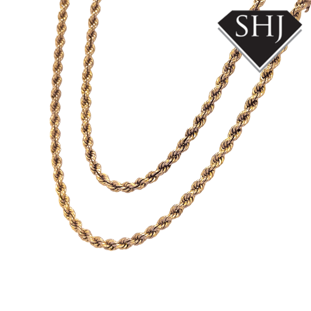 18ct Yellow Gold Solid Rope 20" Necklace 32.1g