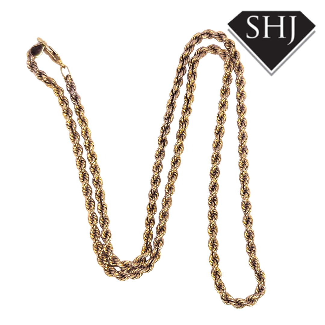 18ct Yellow Gold Solid Rope 20" Necklace 32.1g