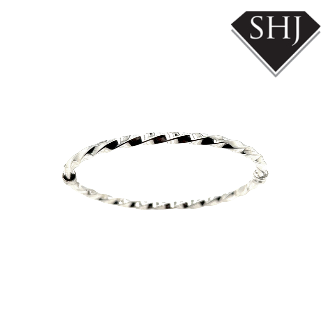 9ct White Gold Twist Bangle