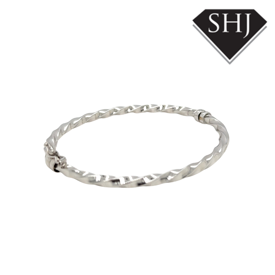 9ct White Gold Twist Bangle