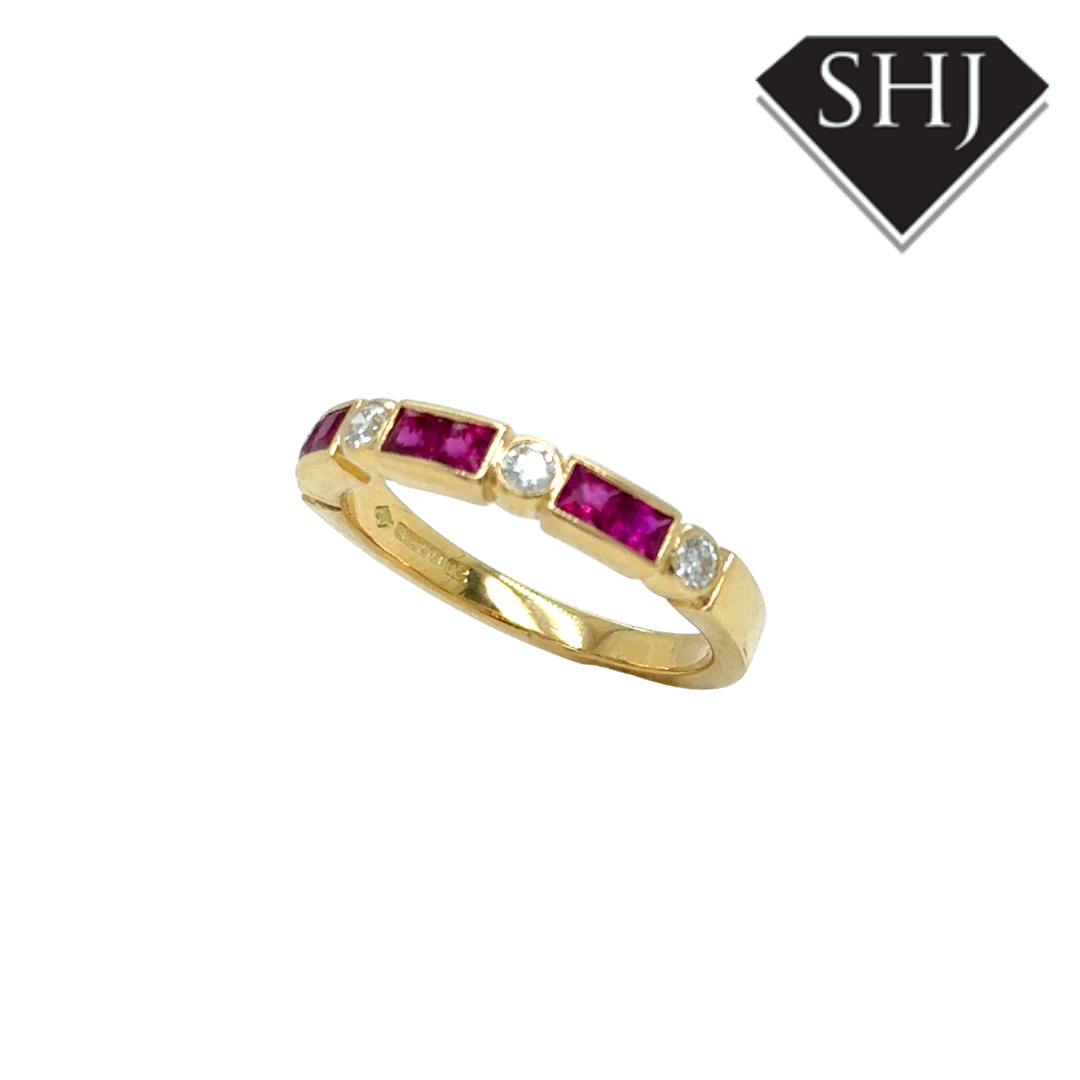 18ct Yellow Gold 0.50ct Ruby 0.19ct Diamond Eternity Ring