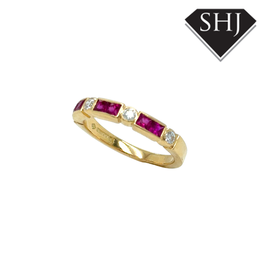 18ct Yellow Gold 0.50ct Ruby 0.19ct Diamond Eternity Ring