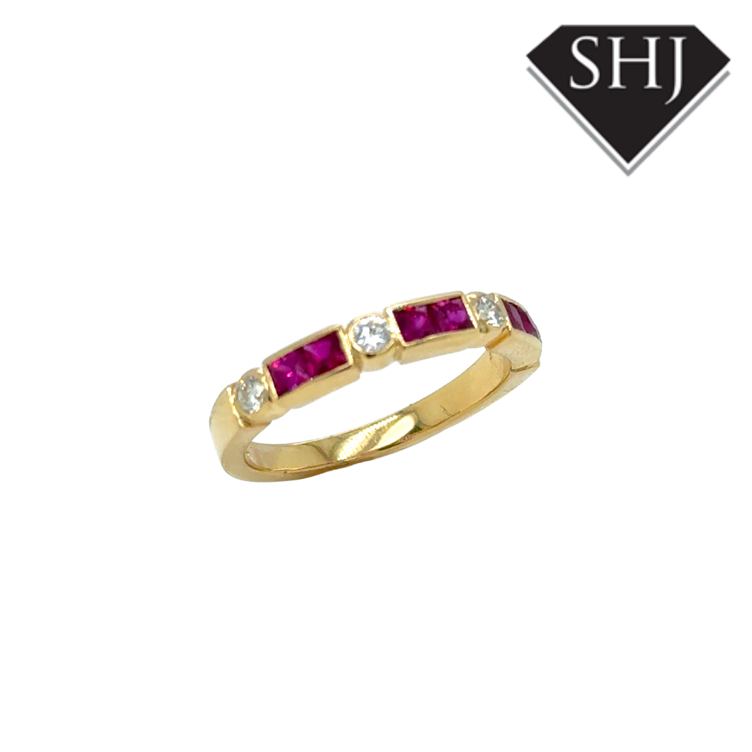18ct Yellow Gold 0.50ct Ruby 0.19ct Diamond Eternity Ring
