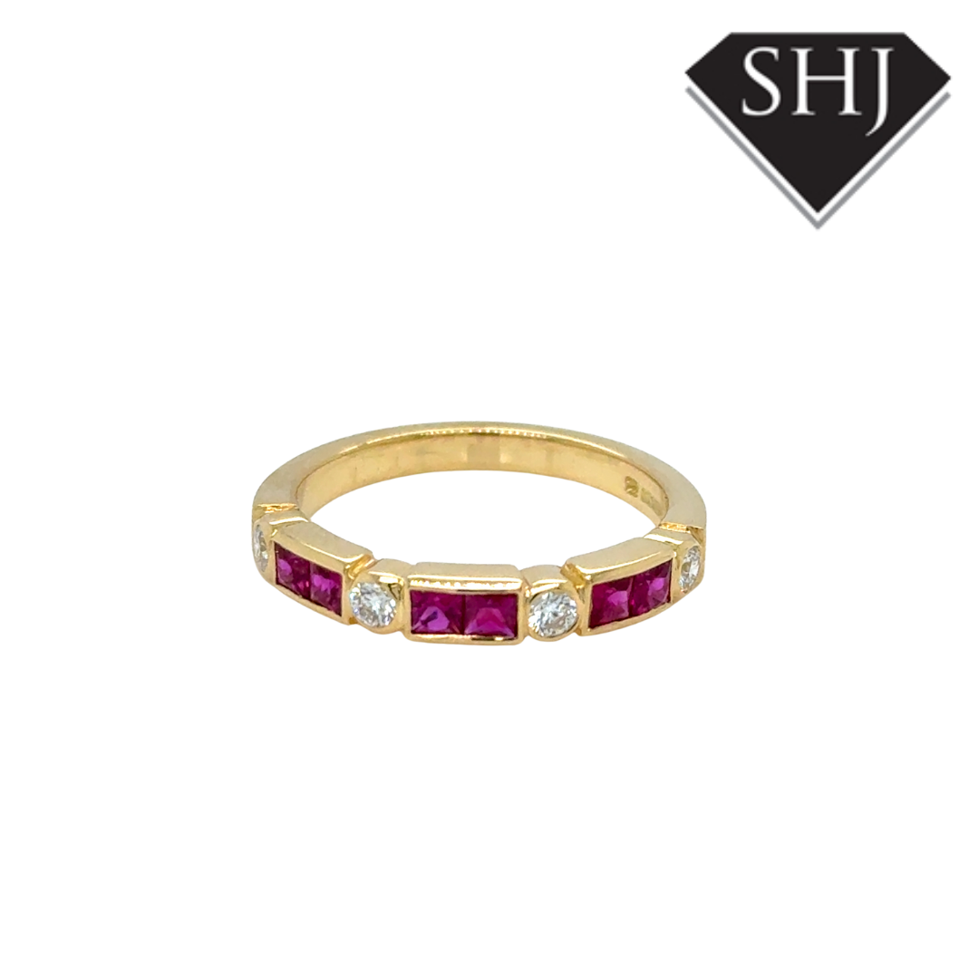 18ct Yellow Gold 0.50ct Ruby 0.19ct Diamond Eternity Ring
