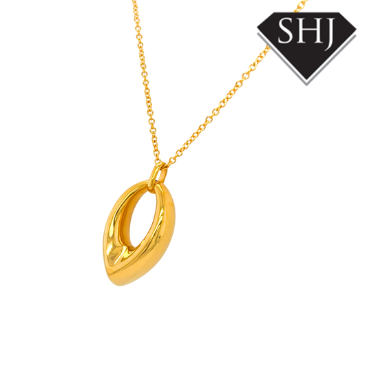 Silver Vermeil Gold Plated Chunky Teardrop Pendant & Chain
