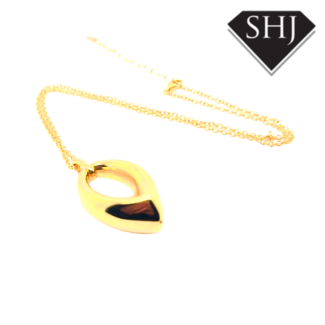 Silver Vermeil Gold Plated Chunky Teardrop Pendant & Chain