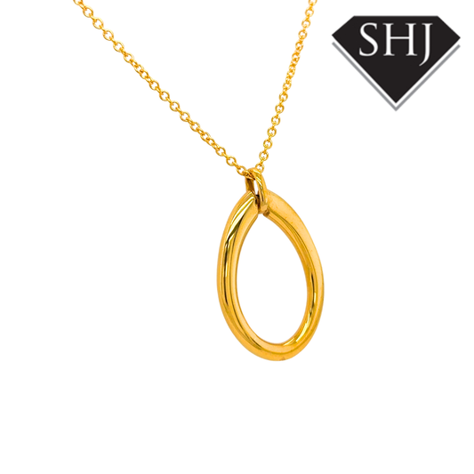 Silver Vermeil Gold Plated Teardrop Pendant & Chain