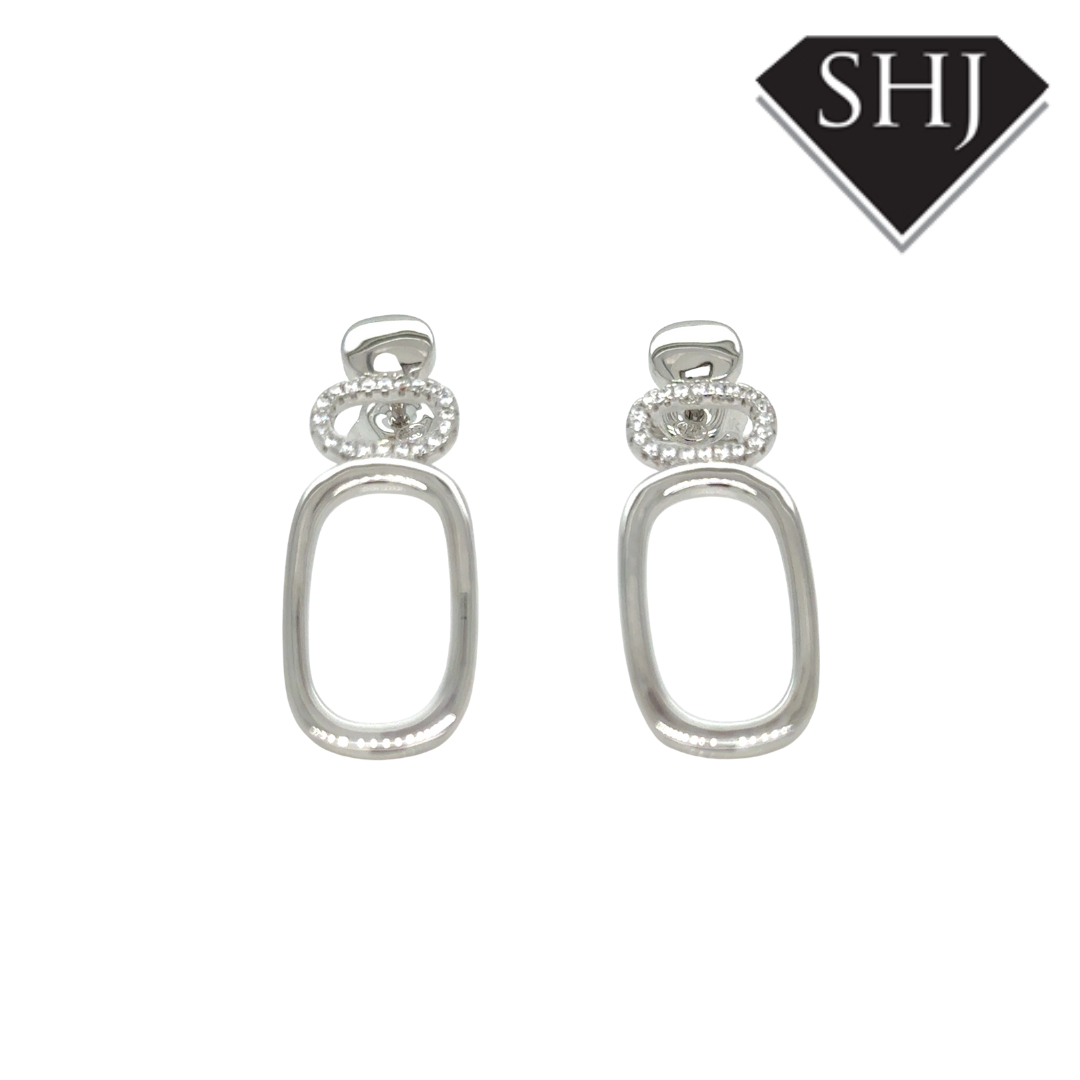 Silver Oval CZ Earrings