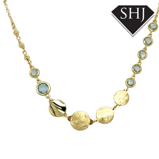 Silver Gold Plated Blue Topas Necklace