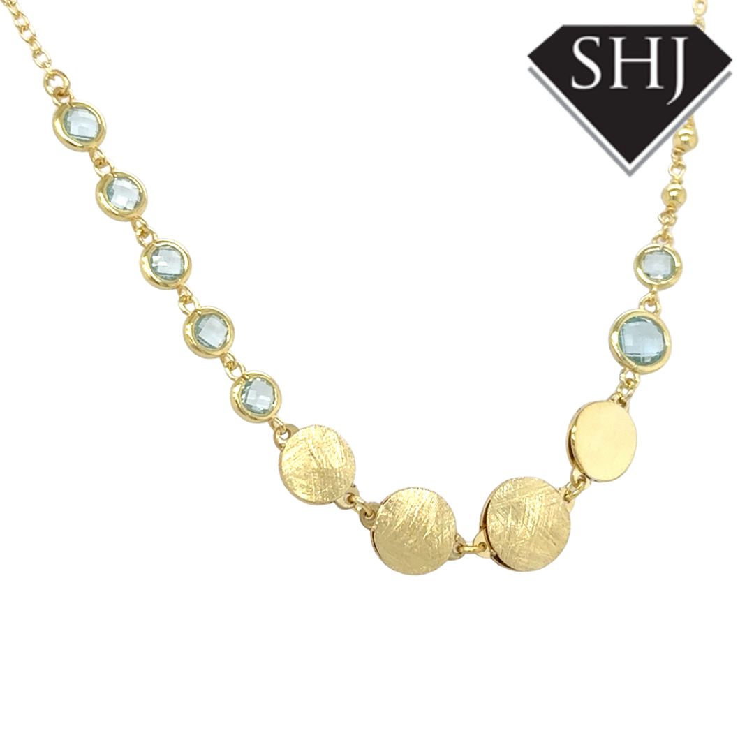 Silver Gold Plated Blue Topas Necklace