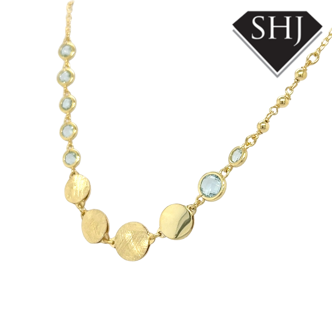 Silver Gold Plated Blue Topas Necklace