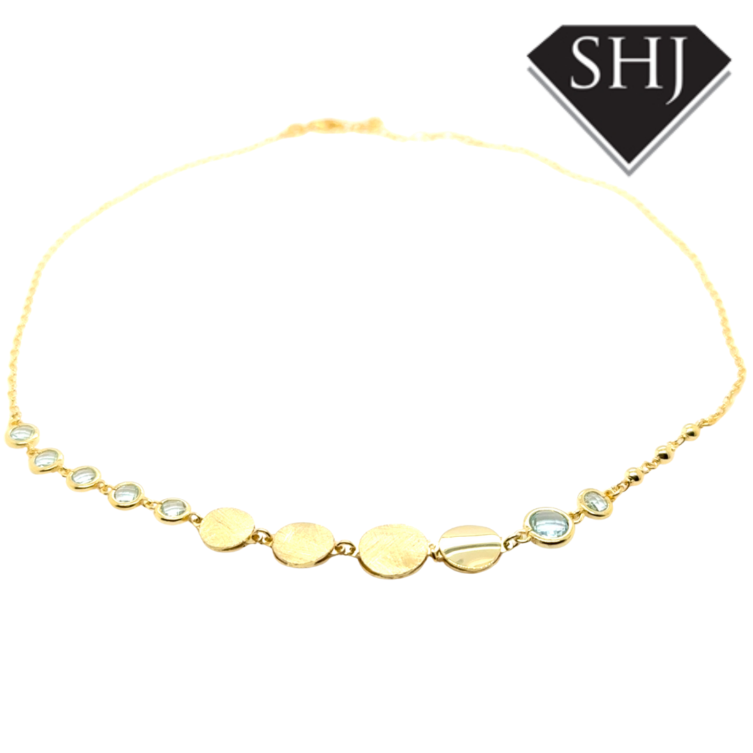 Silver Gold Plated Blue Topas Necklace