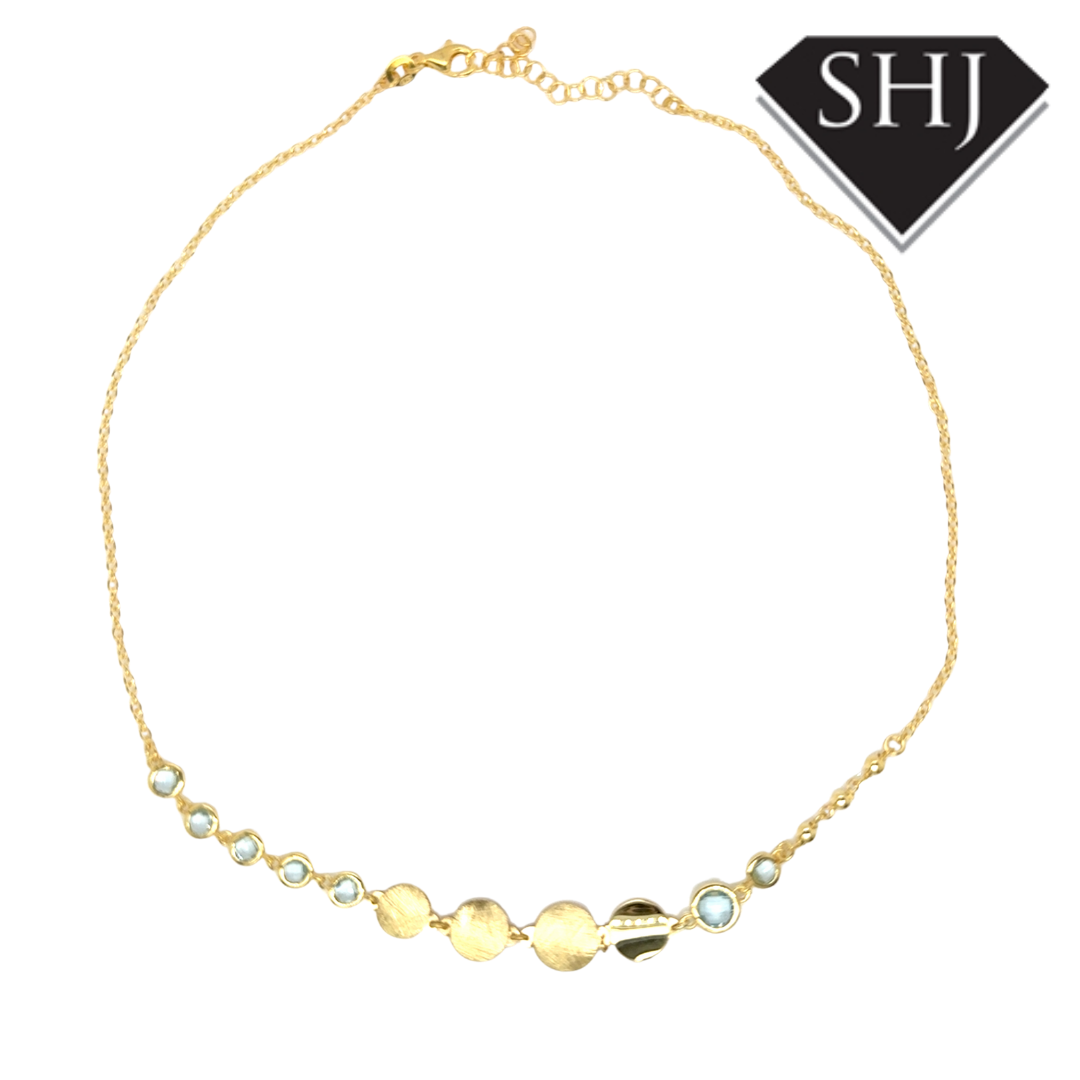 Silver Gold Plated Blue Topas Necklace