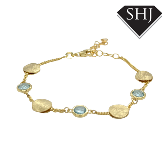 Silver Gold Plated Blue Topas Bracelet