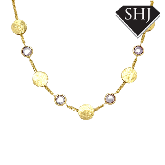 Silver Gold Plated Amethyst Necklace