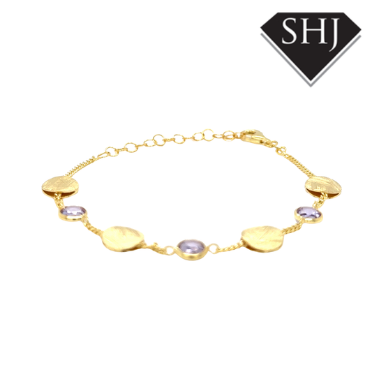 Silver Gold Plated Amethyst Bracelet