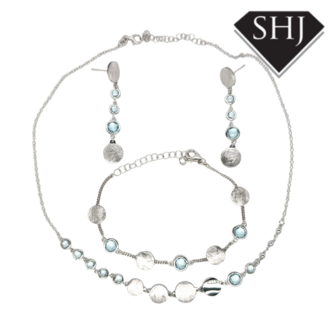 Silver Blue Topas Drop Earrings