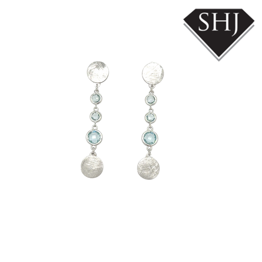 Silver Blue Topas Drop Earrings