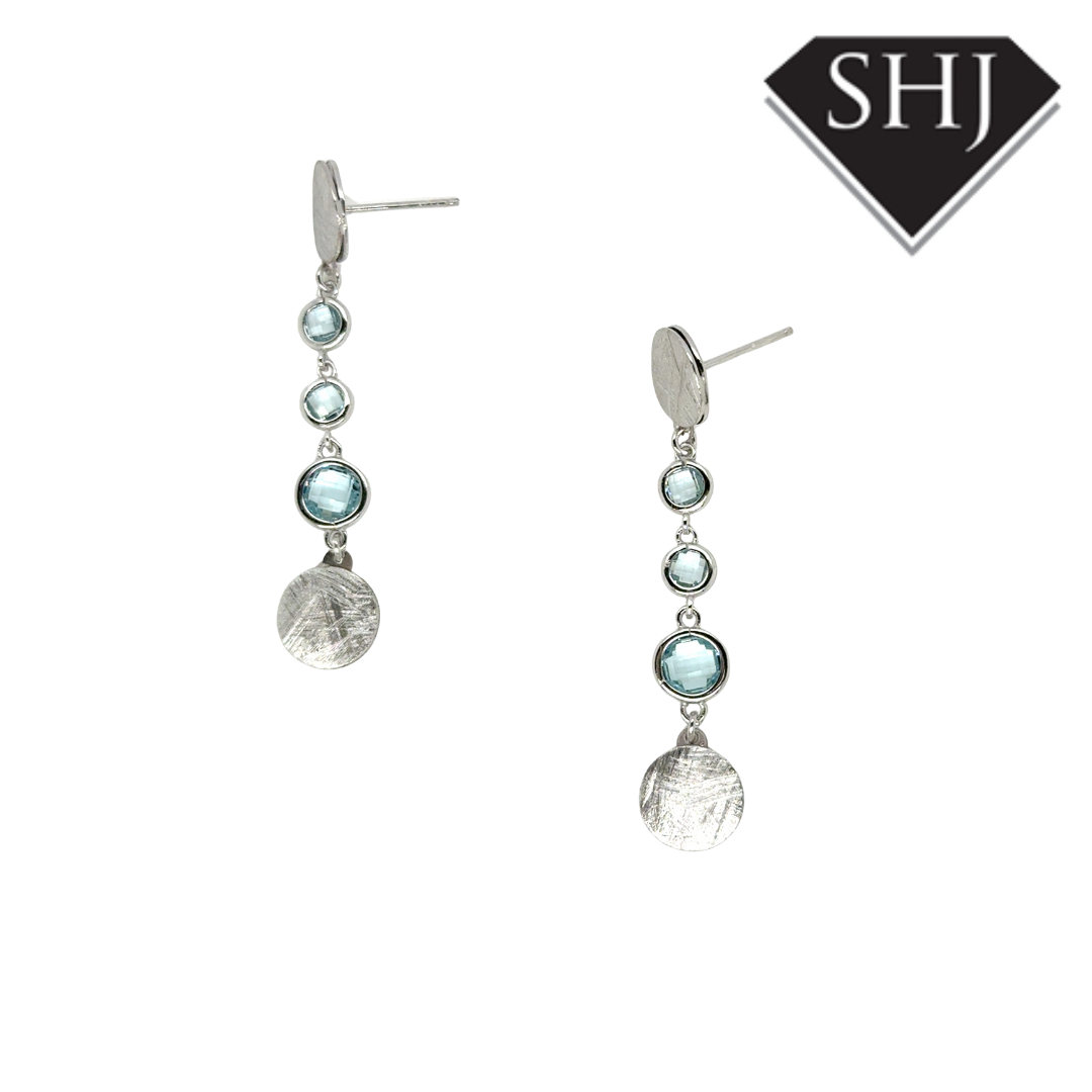 Silver Blue Topas Drop Earrings