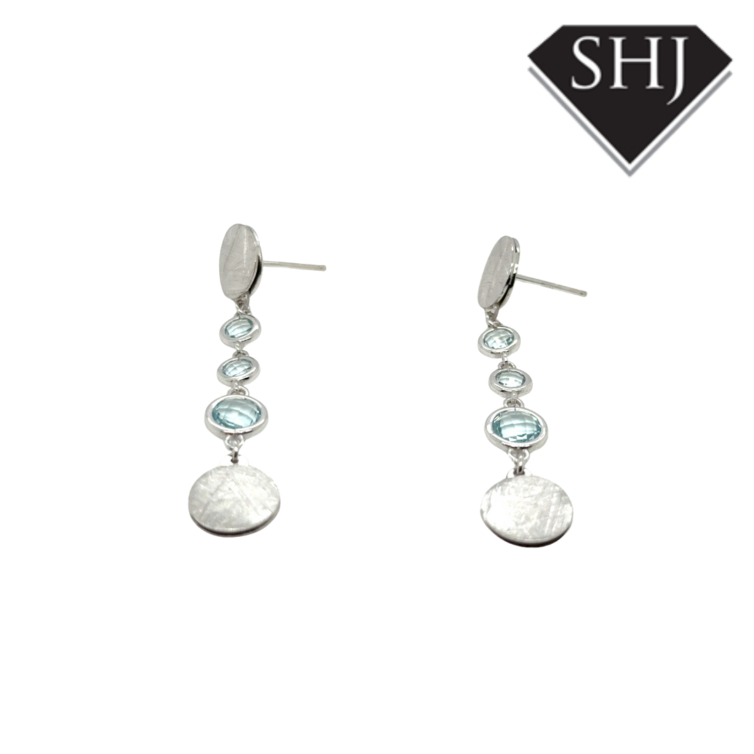 Silver Blue Topas Drop Earrings