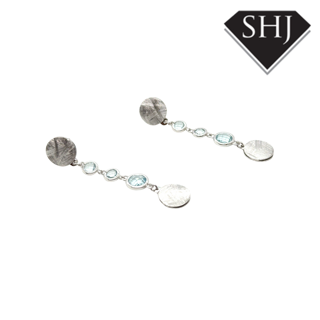 Silver Blue Topas Drop Earrings
