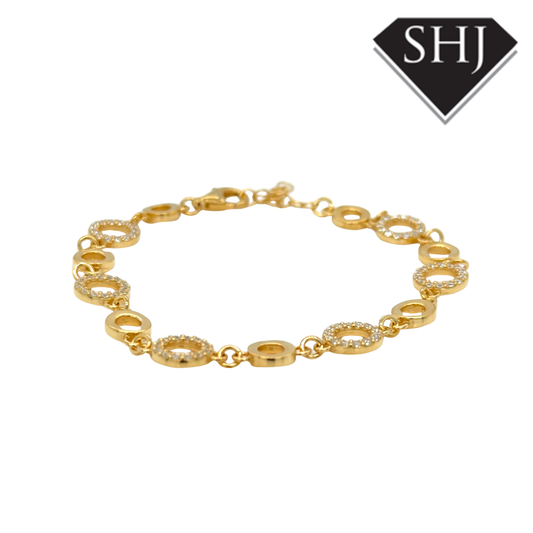 Silver Gold Plated CZ Circle Bracelet