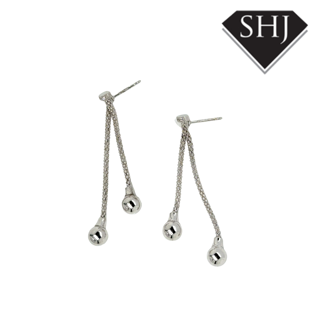 Silver Ball Drop Earrings