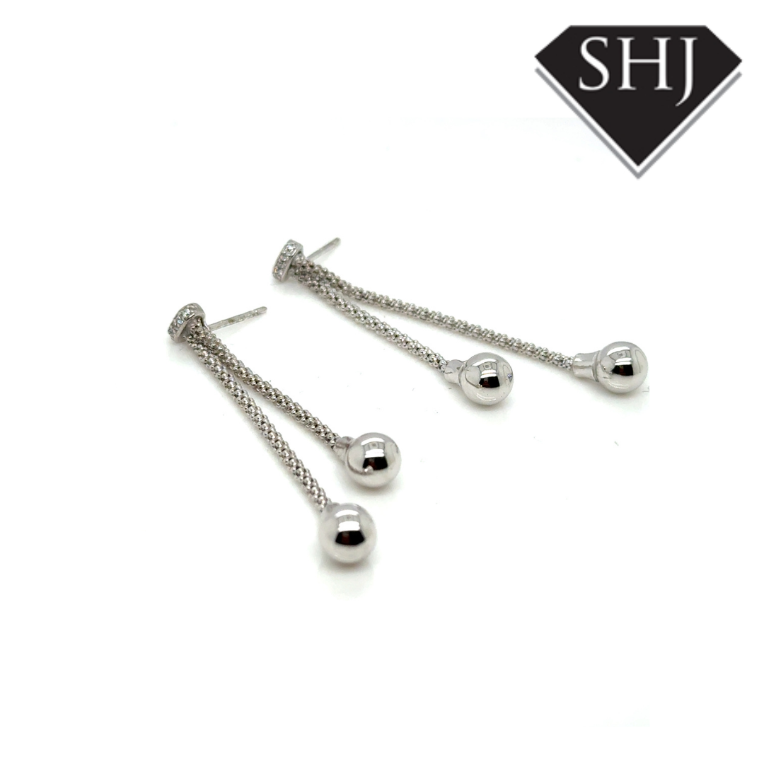 Silver Ball Drop Earrings
