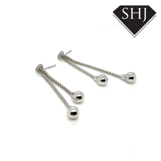 Silver Ball Drop Earrings