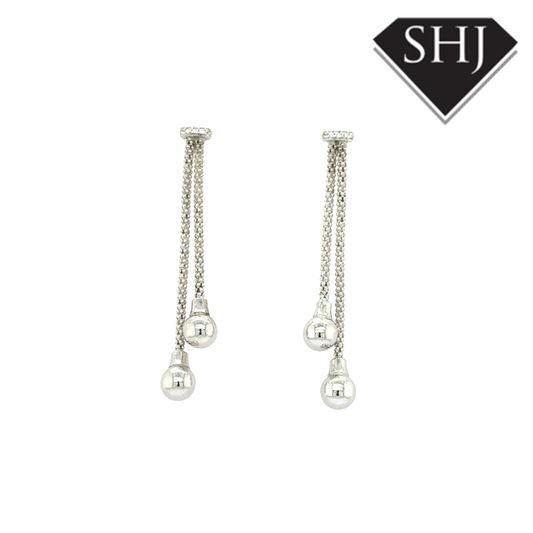 Silver Ball Drop Earrings