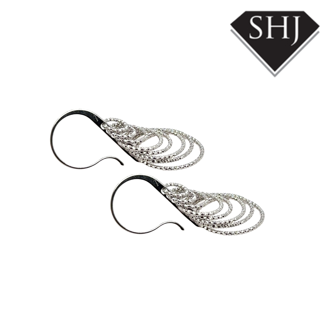 Silver Circle Drop Hook Earrings