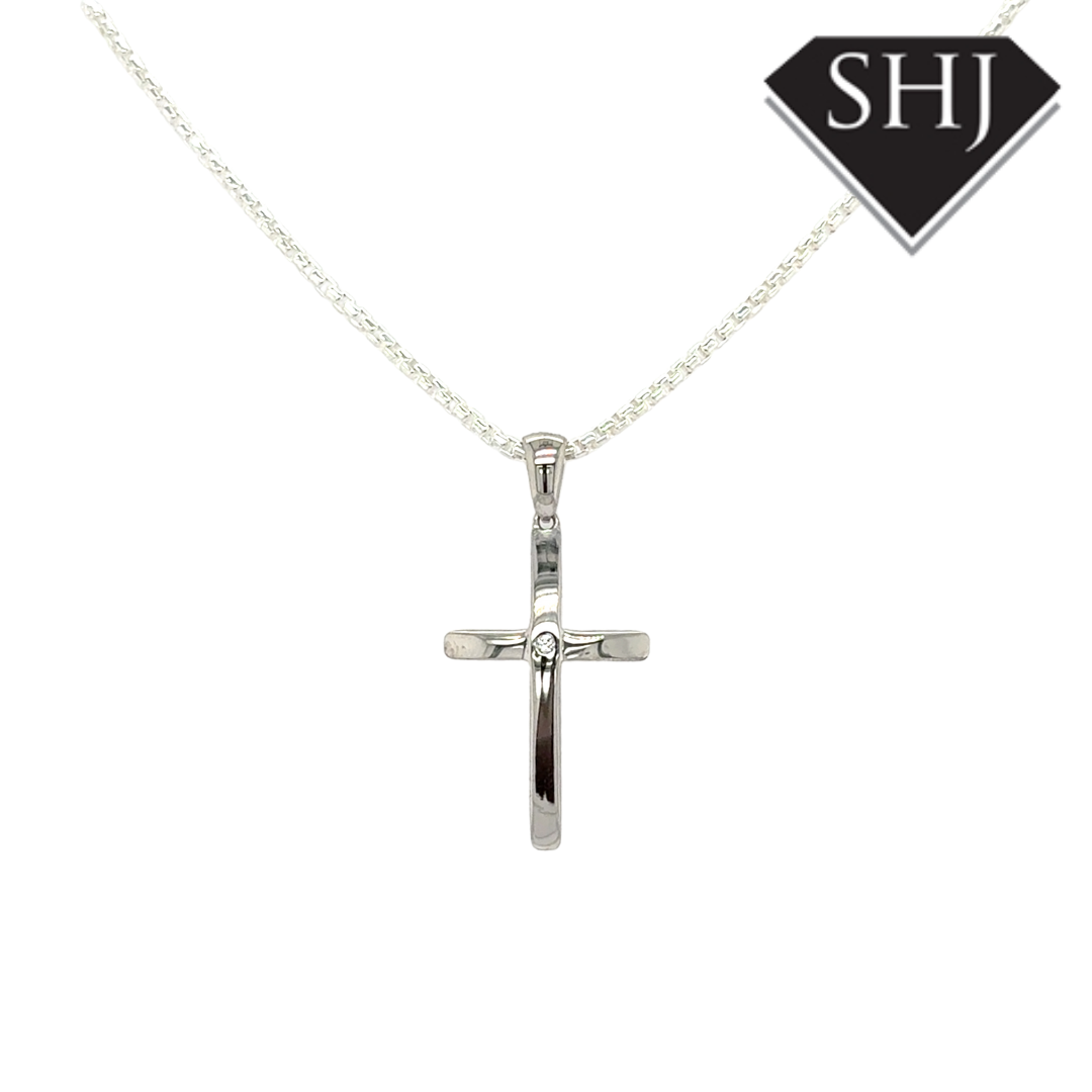 Silver CZ Cross and Chain