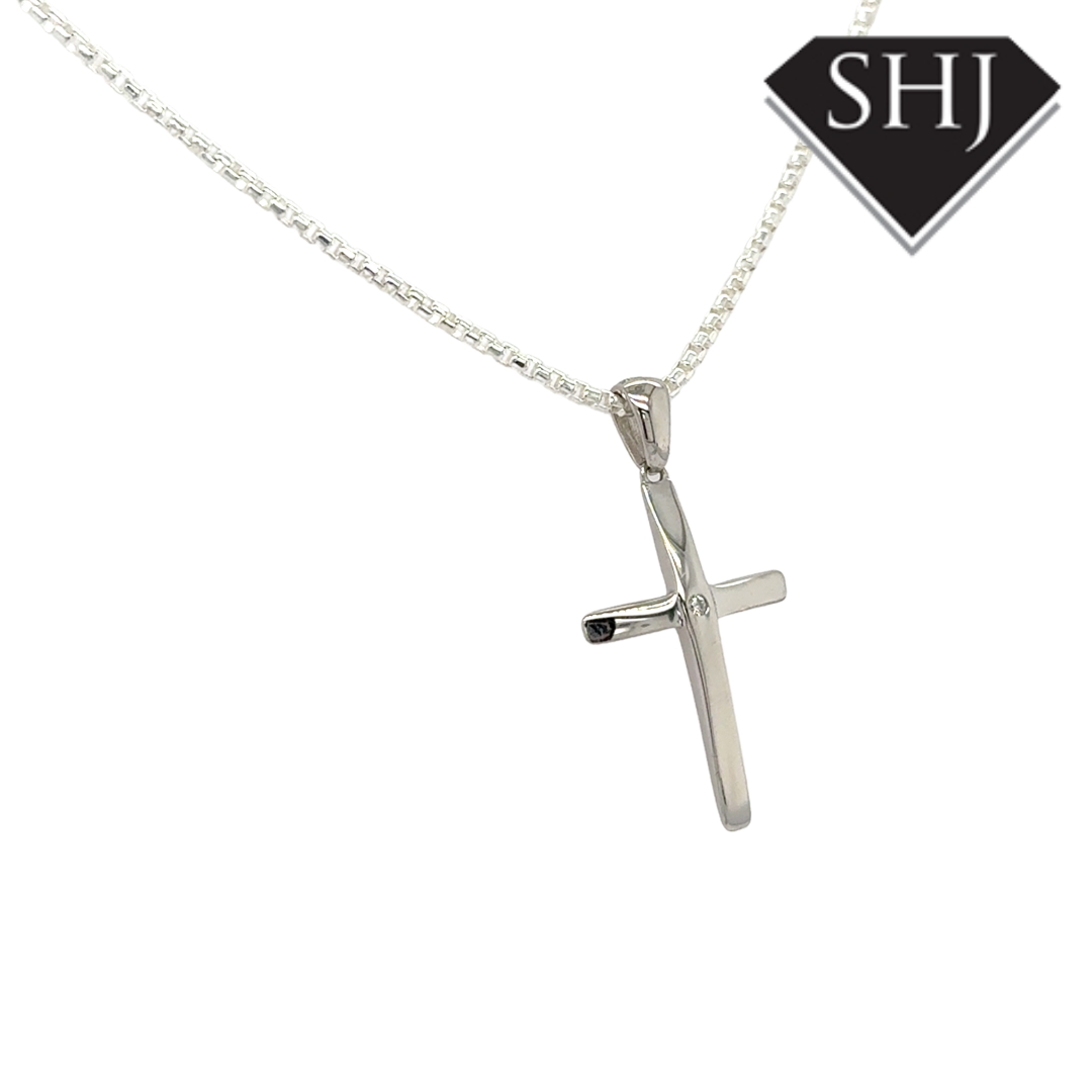 Silver CZ Cross and Chain